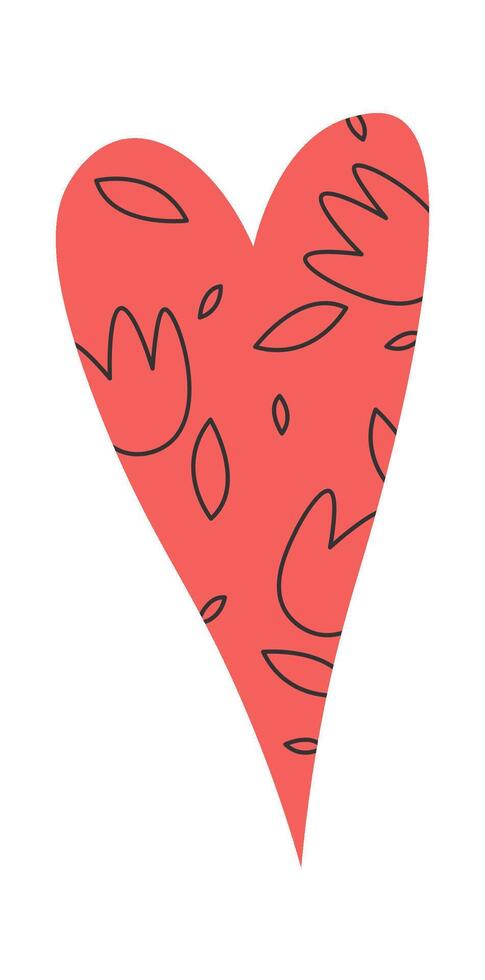 Decorative hearts line art Valentine days contemporary design Flat Illustration Hand Drawn Icon vector