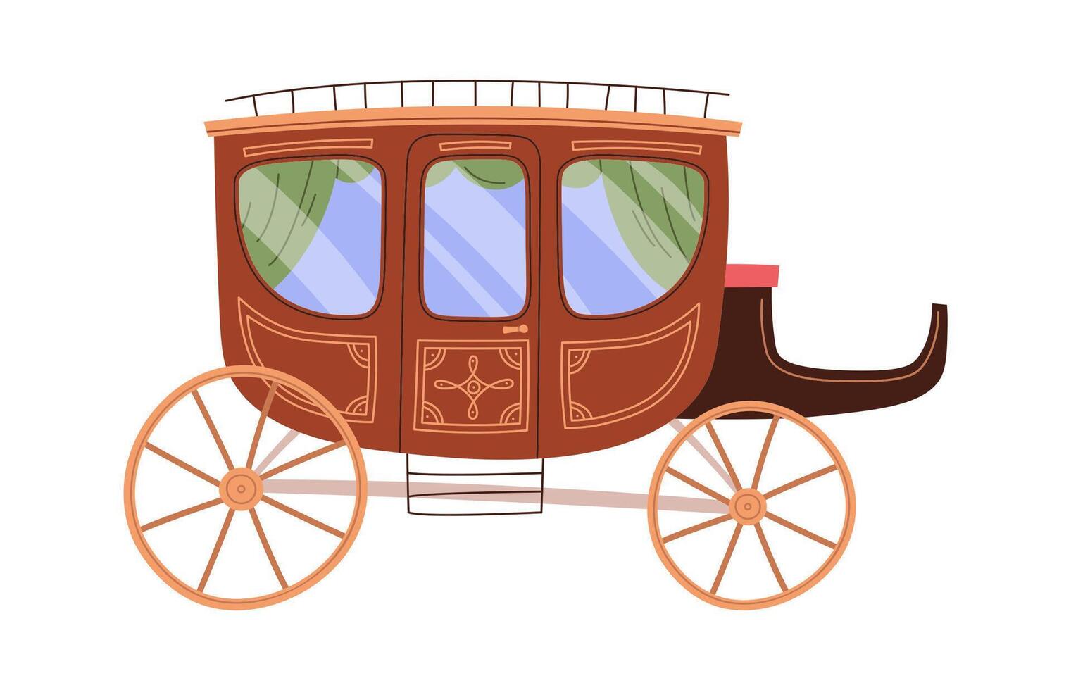 Vintage carriage for movement flat icon Ancient transport Drawn Icon vector