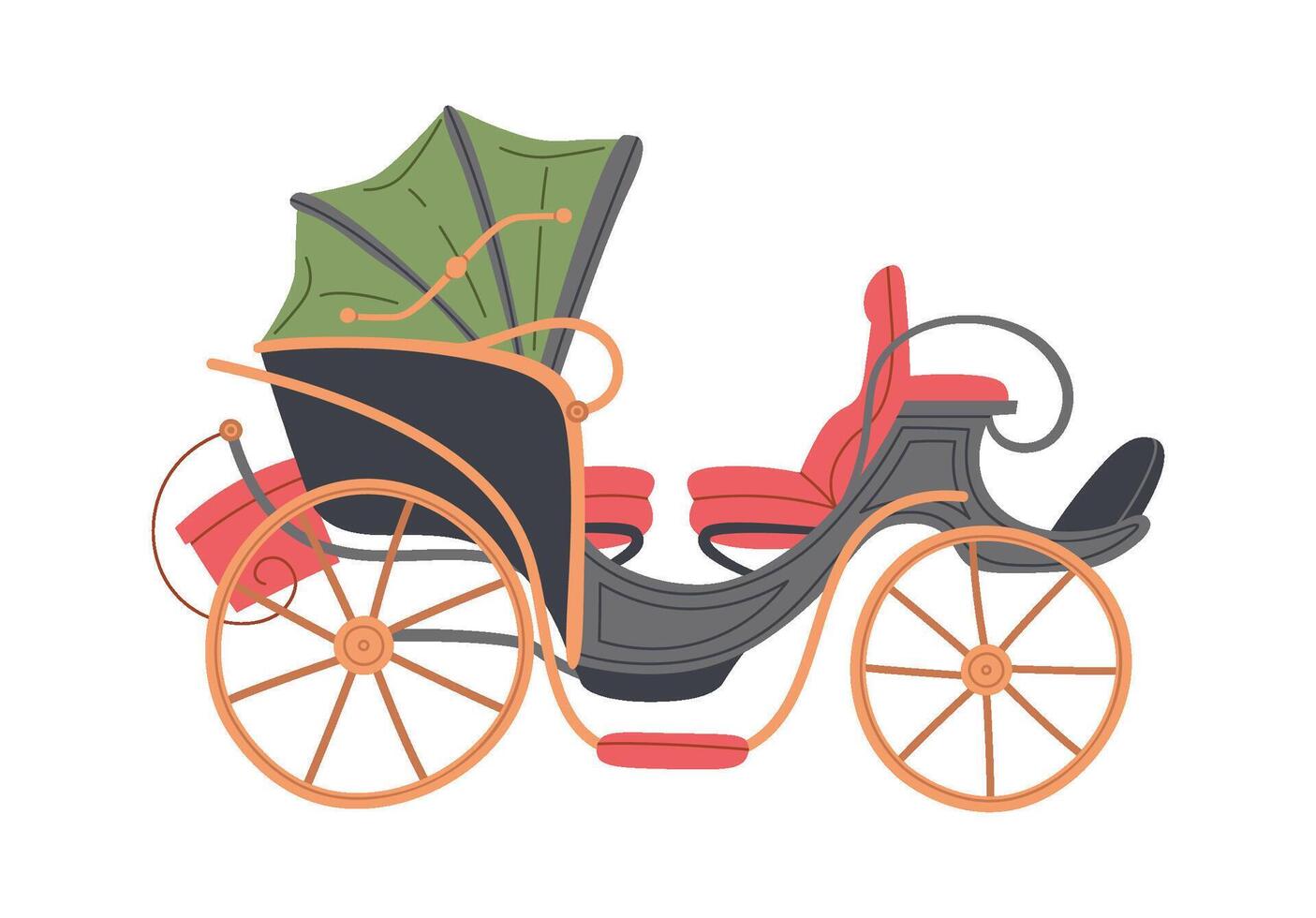 Vintage carriage for movement flat icon Ancient transport Hand Drawn vector