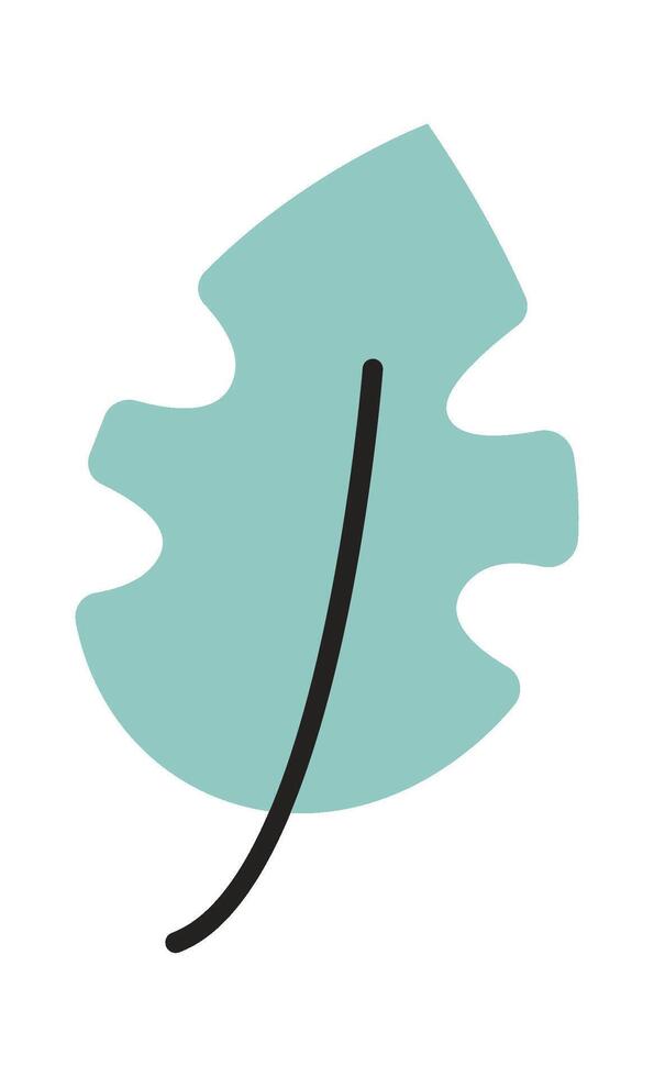 Cartoon hand drawn leaf flat icon Drawn Icon vector