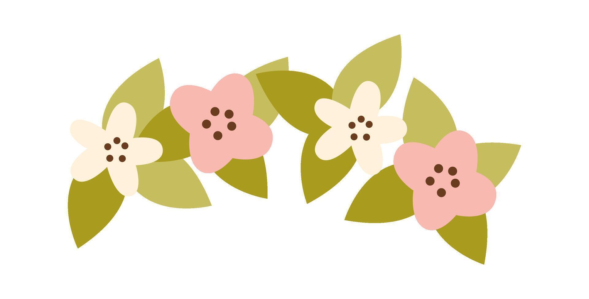 Floral wreath flat icon Cute wildflowers bouquet Flat Illustration vector