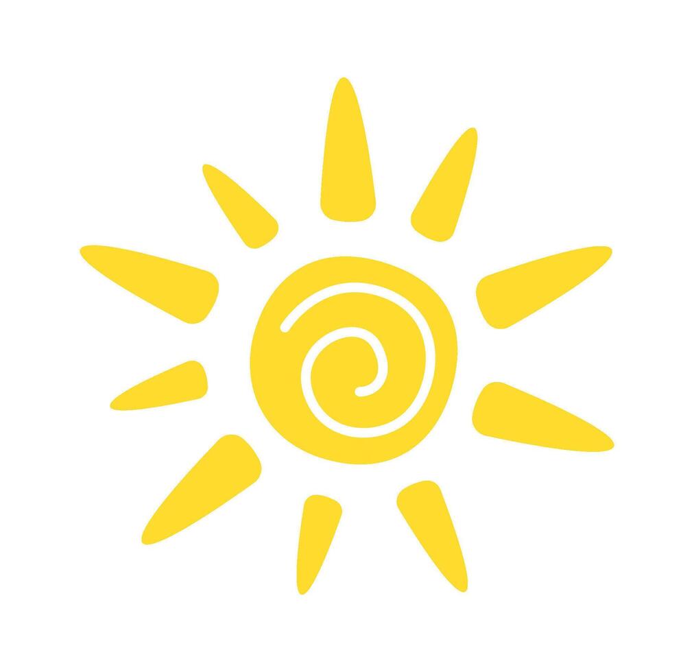 Hand drawn sun shape flat icon vector