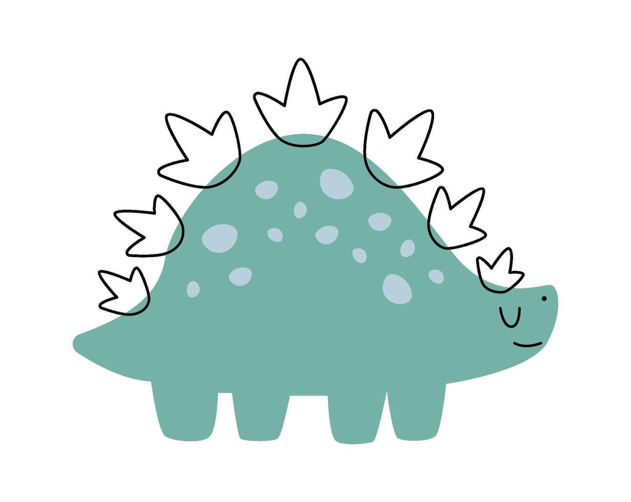 Hand drawn abstract dinosaurs flat icon Jurassic period Icon vector