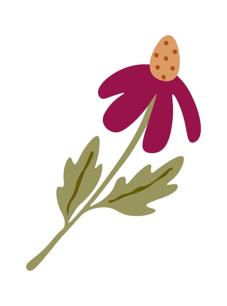Hand drawn flower decor element flat icon Wildflowers Flat Illustration Icon vector