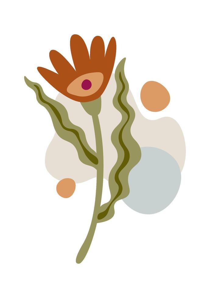 Hand drawn color spots with flower decor element flat icon Illustration vector