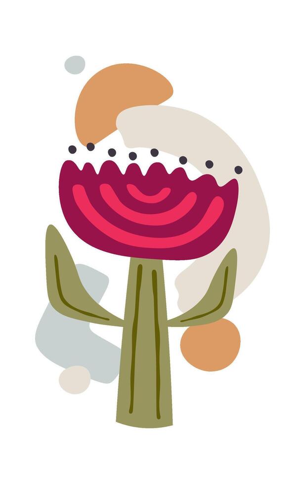 Hand drawn color spots with flower decor element flat icon Icon vector
