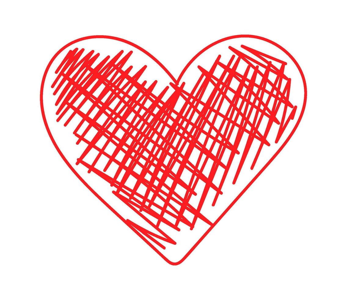 Icon Hand drawn contemporary heart with patterns flat icon vector
