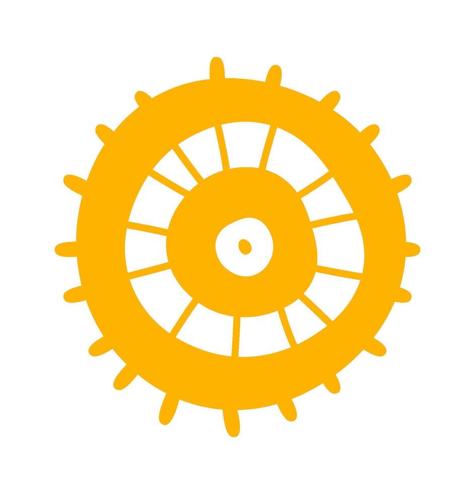 Hand drawn sun with ornament and rays flat icon Flat Illustration vector