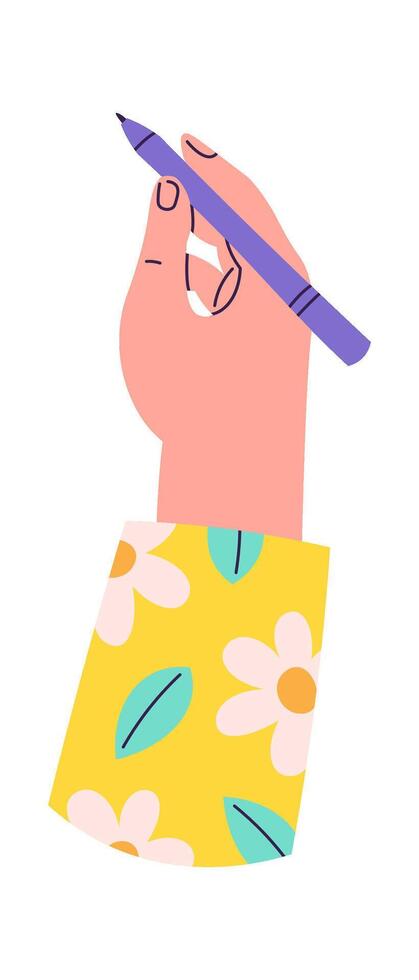 Hand holding pen flat icon vector