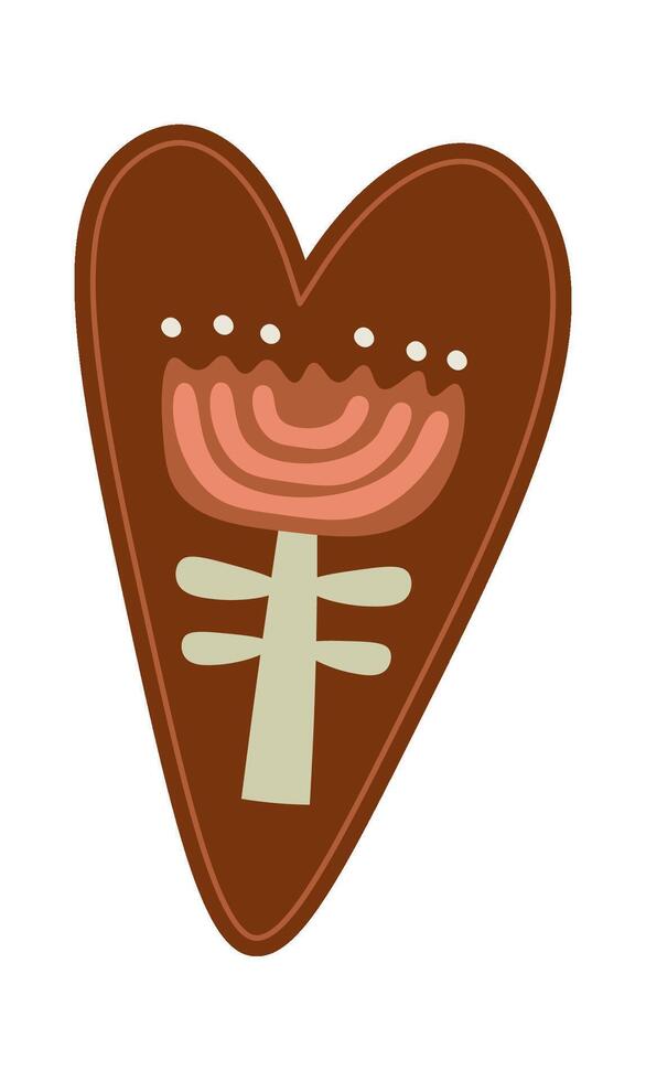 Heart element in boho style flat icon Flat Illustration Hand Drawn Icon vector