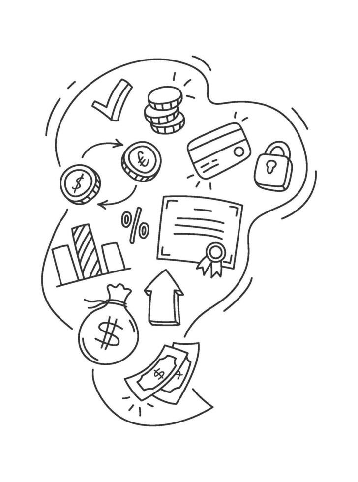 Cloud with flying economy element flat icon vector