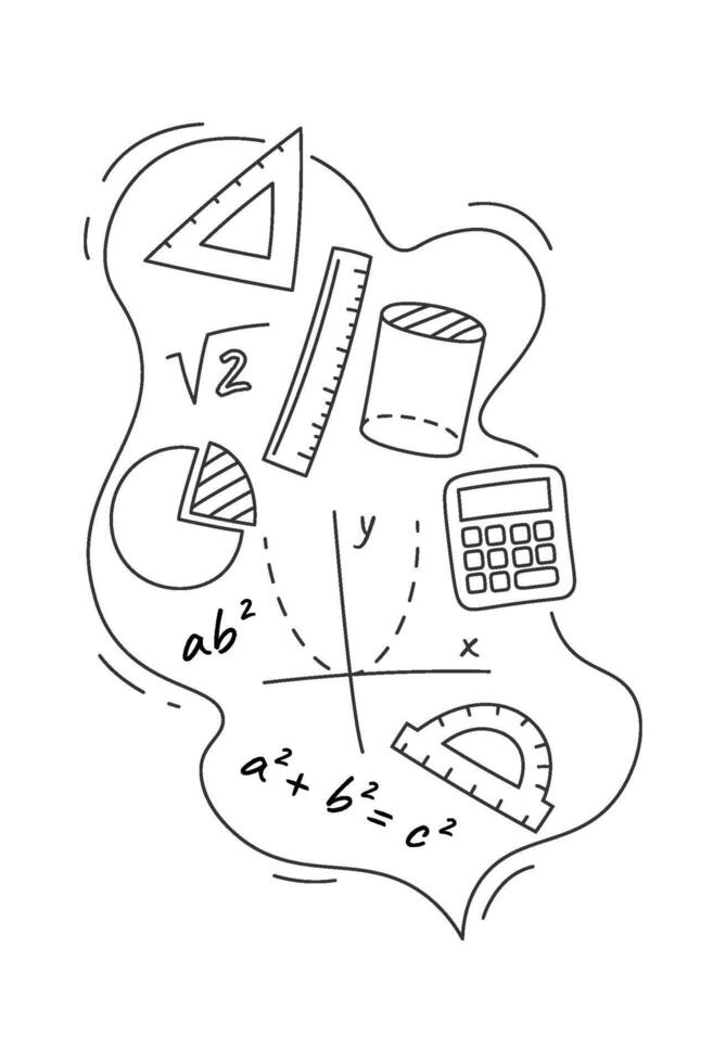 Cloud with math lesson flying elements flat icon vector