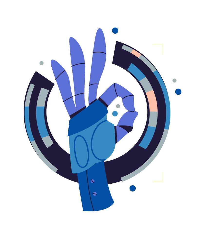Robot showing okay gesture flat icon vector