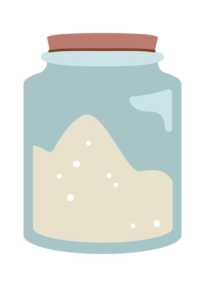 Glass jar with white sugar flat icon vector
