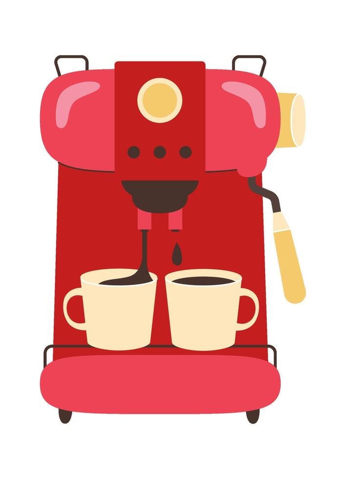 Electric coffee machine with cups flat icon vector