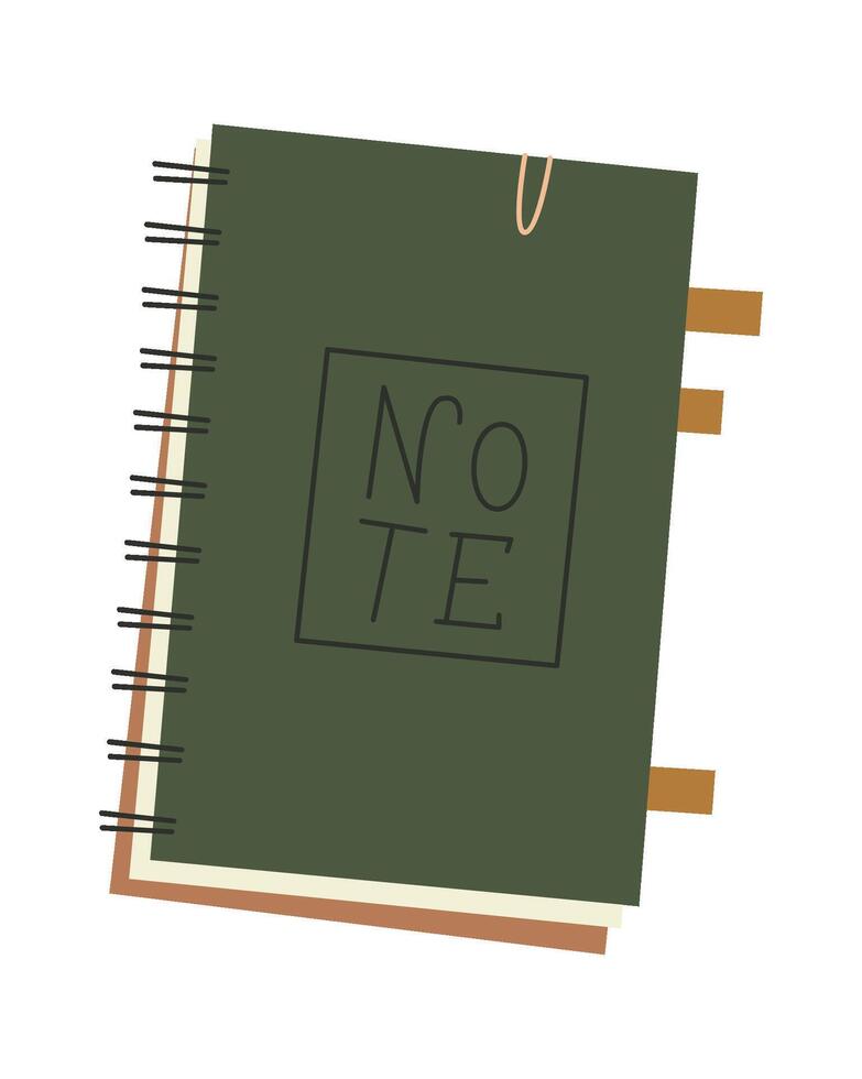 Diary and notebook with bookmark flat icon vector