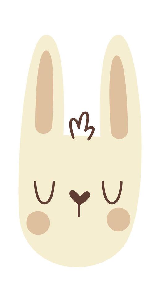 Cute cartoon easter rabbit face flat icon vector