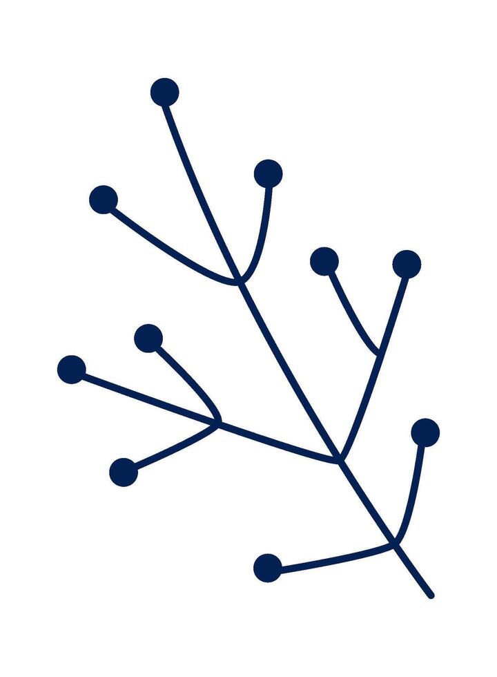 Decorative hand drawn plant branch flat icon vector