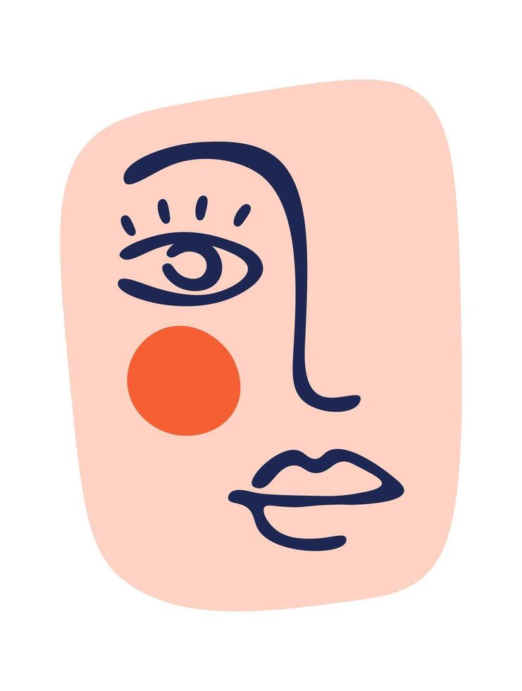 Hand drawn abstract girly face doodle flat icon Illustration vector