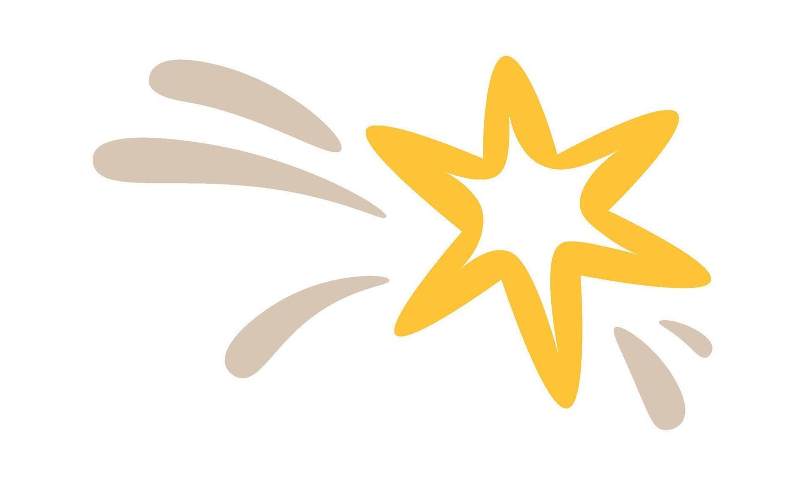 Hand drawn simple shooting star flat icon Illustration vector