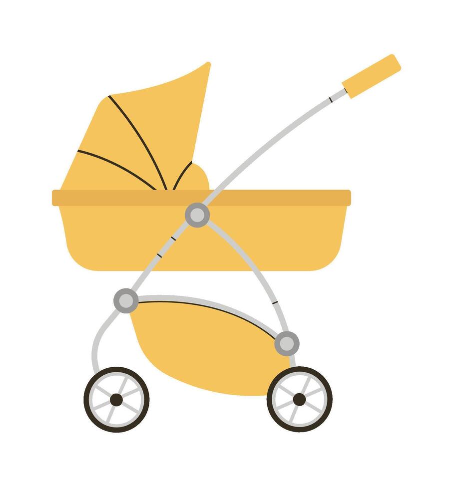 Trendy carriage stroller for baby flat icon Flat Illustration Icon vector