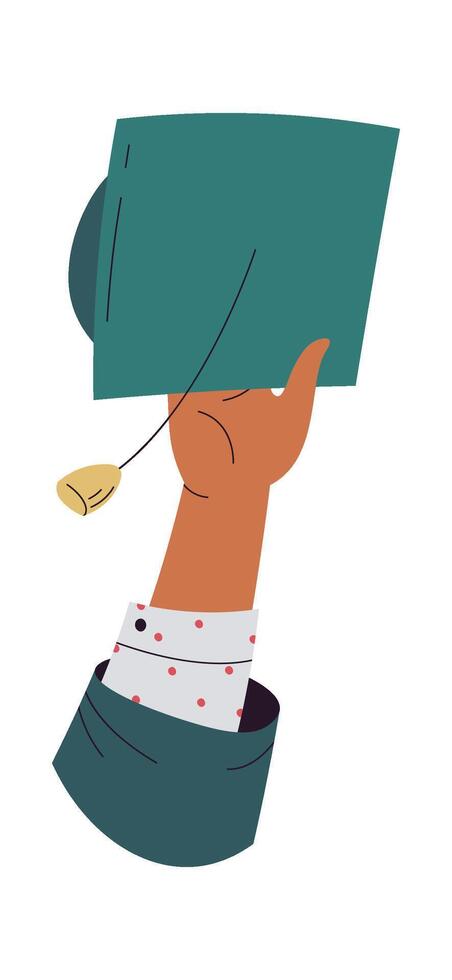 Student hand throw up academic cap flat icon Graduation Illustration vector