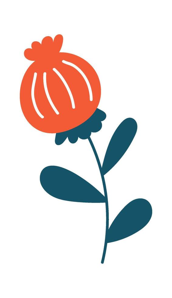 Hand drawn abstract wildflower flat icon Spring floral design Icon vector