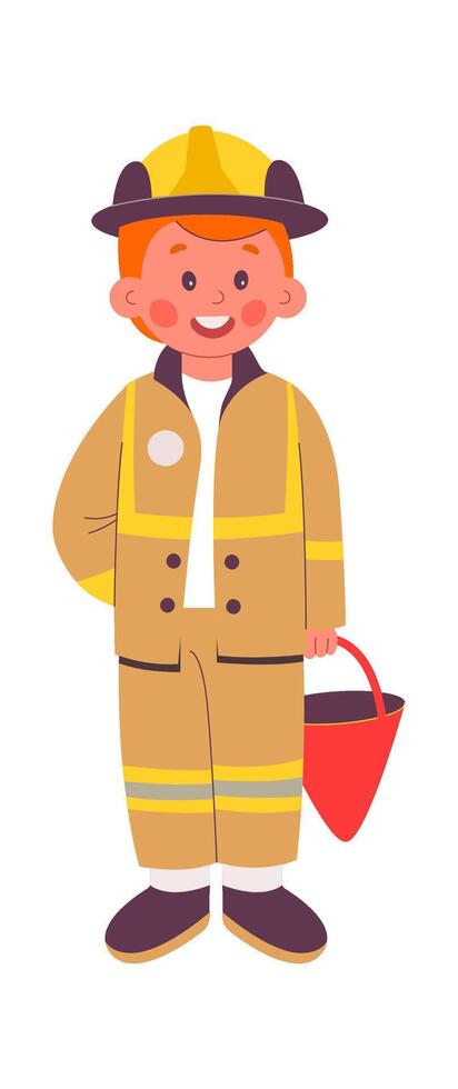Cute child with steel cone basket flat icon Dangerous profession vector