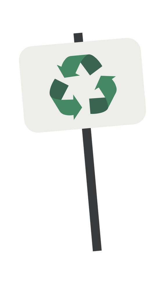 Signboard with recycle symbol flat icon vector