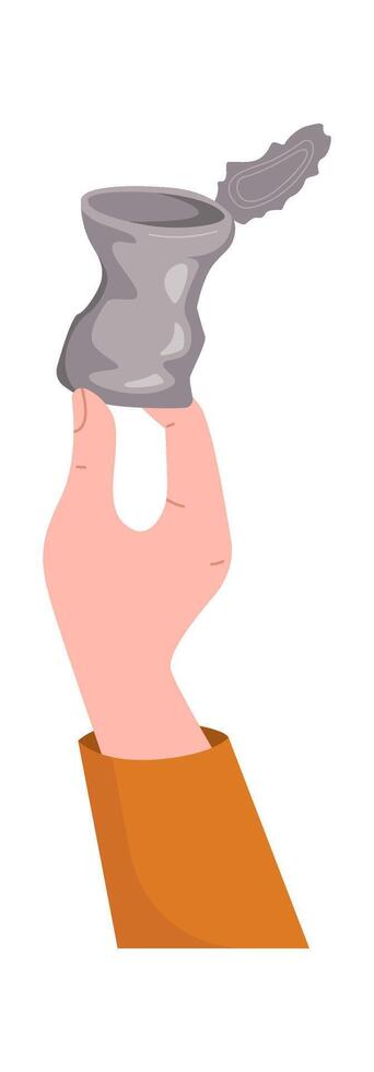 Hand holding aluminium can flat icon vector