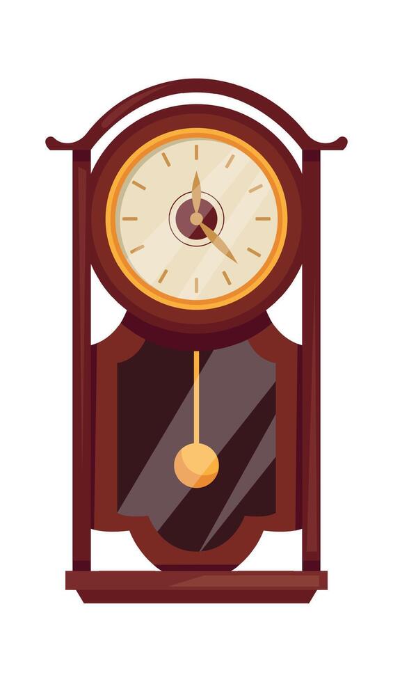 Beautiful wooden clock with pendulum flat icon Flat Illustration vector