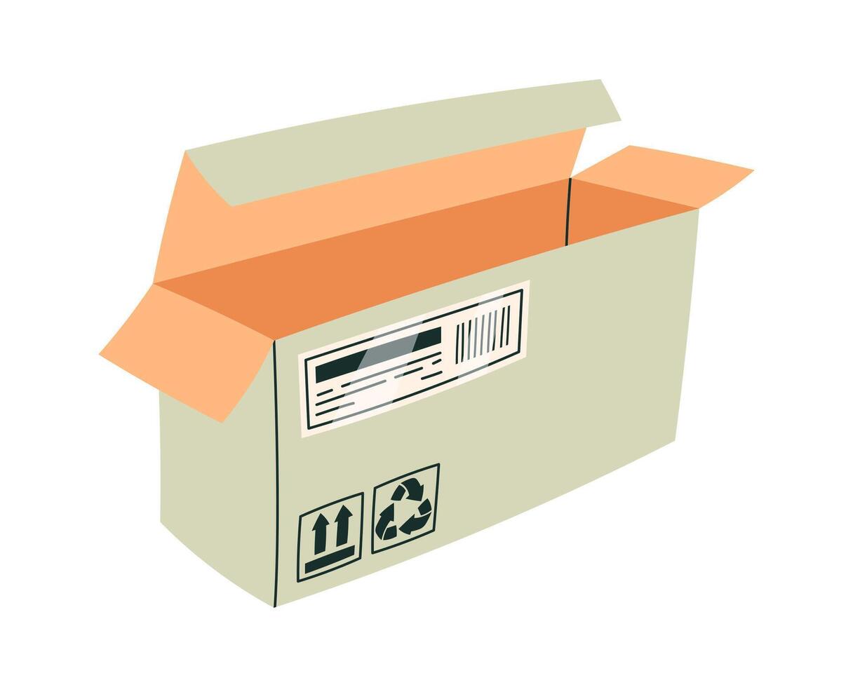 Cartoon cardboard box flat icon Recycled paper box vector