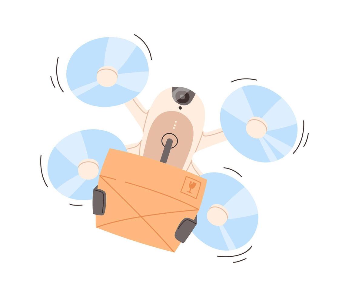 Wireless drone control deliver parcel flat icon Express shipping vector