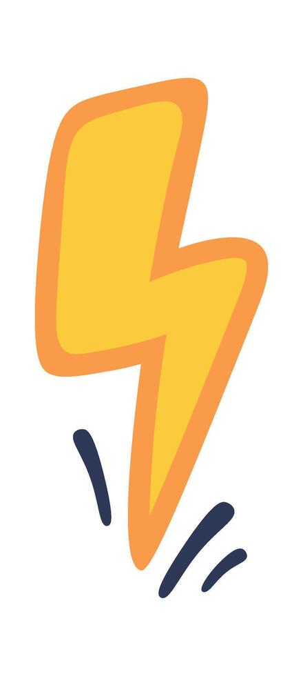 Hand drawn lightning cartoon expression sign doodle flat icon vector