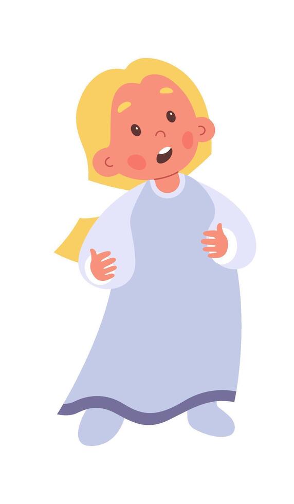 Angel child singing song at choir flat icon Flat Illustration vector