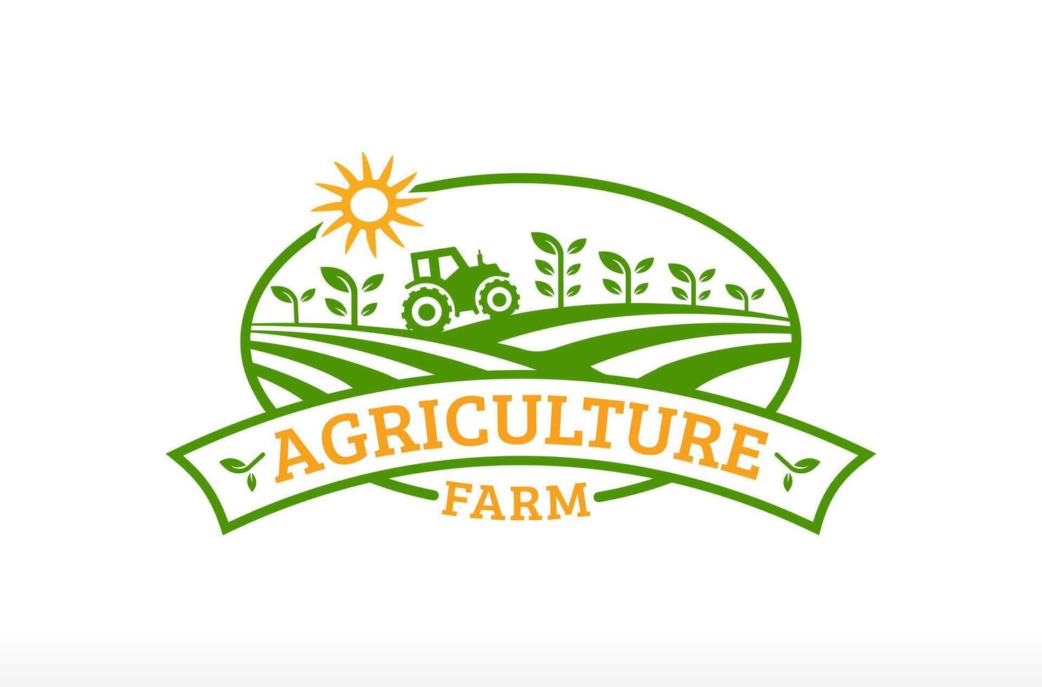 Agriculture farm logo with tractor vector