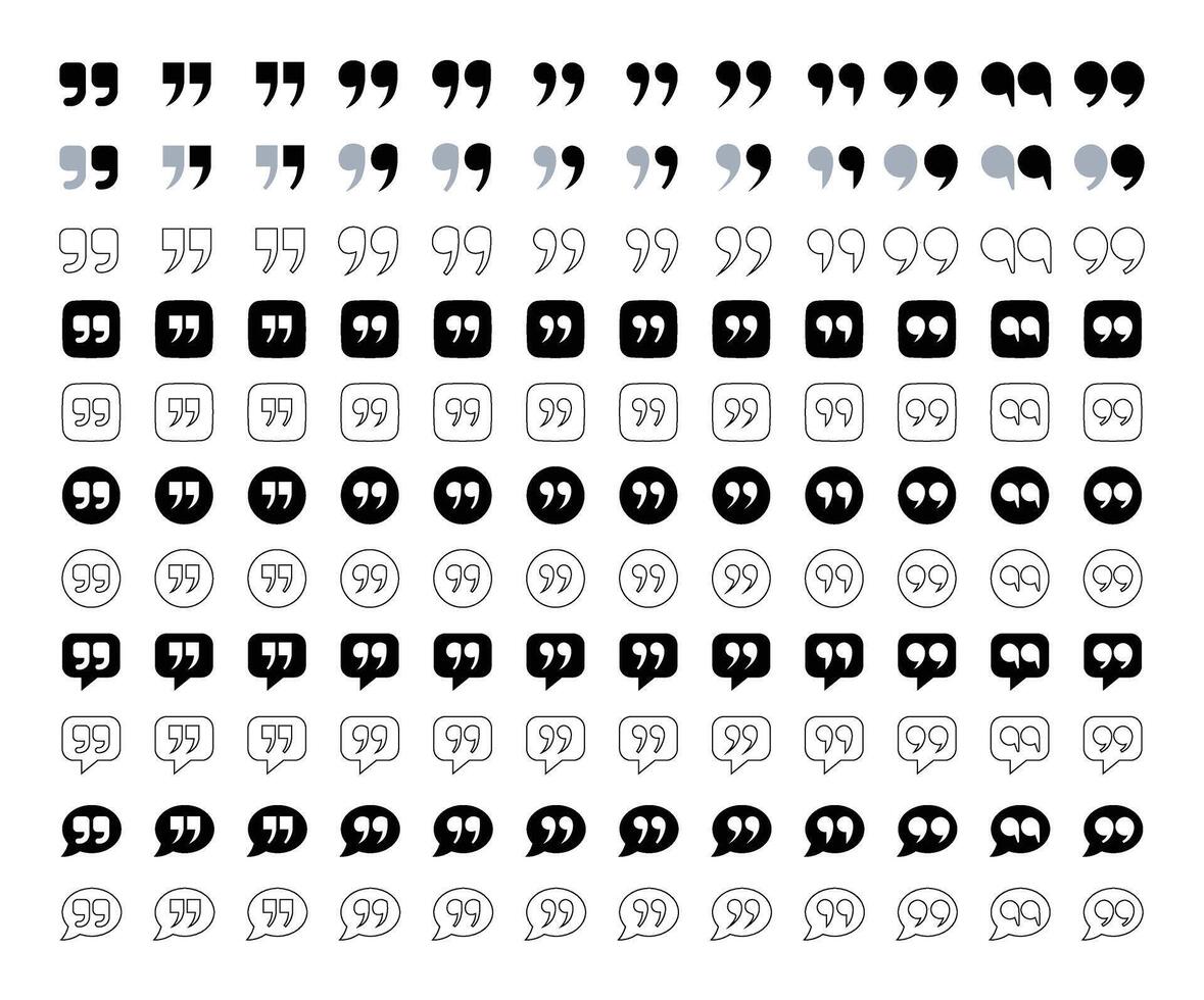 Quotation Mark Variety A Visual Guide to Symbol Styles vector