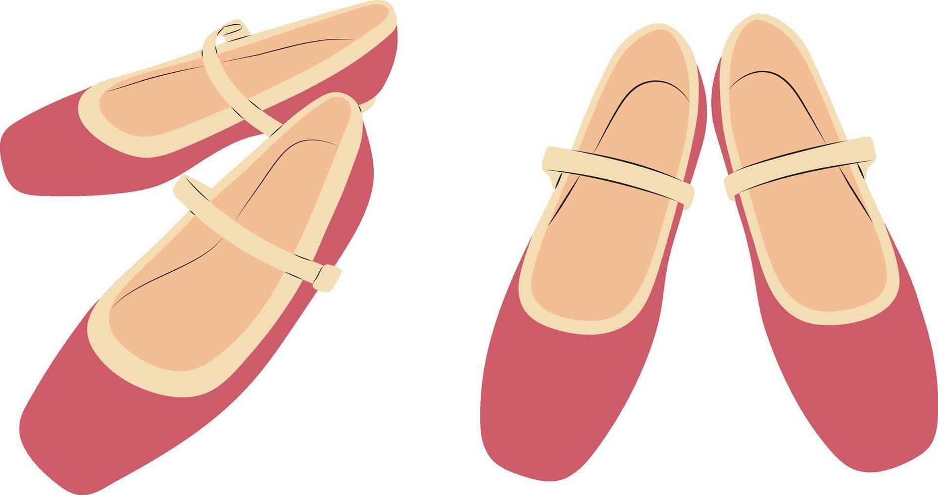 Women's shoes illustration. Flat pink shoes. vector