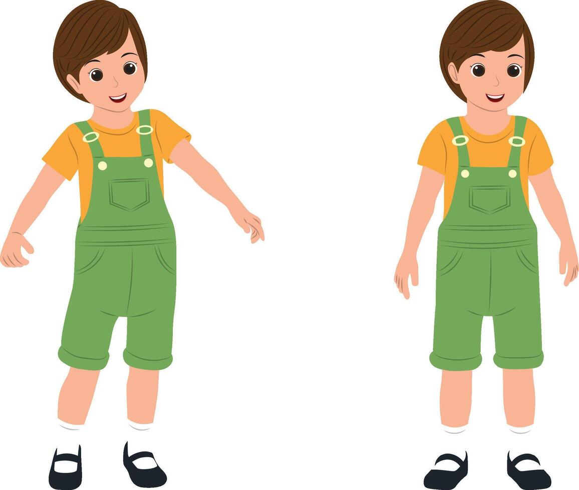 Little Boy Character, Smiling Emotion Poses. vector