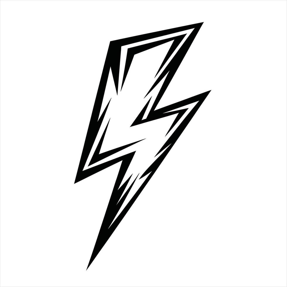 Tribal Lightning Silhouette Bold Electric Power Icon vector