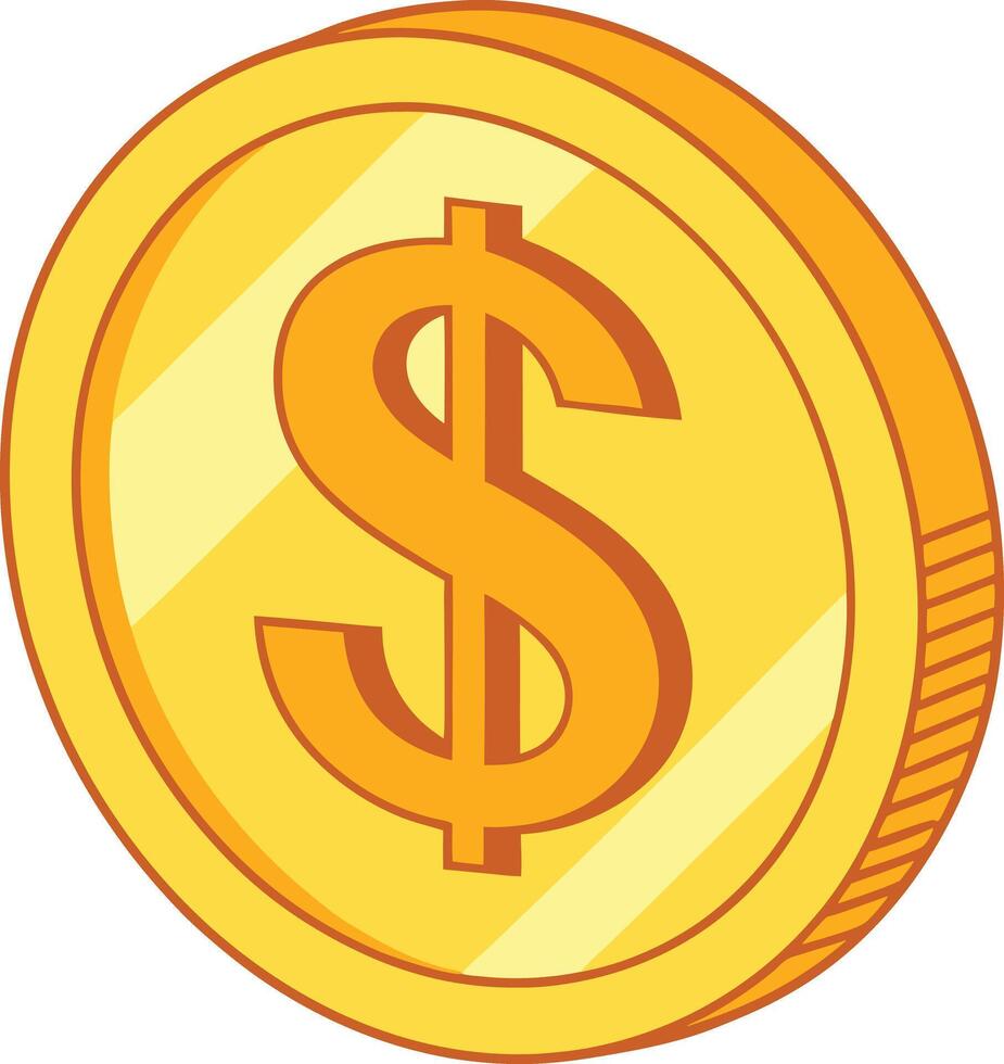 Golden Coin with Dollar Symbol Representing Wealth Finance and Currency Concepts vector