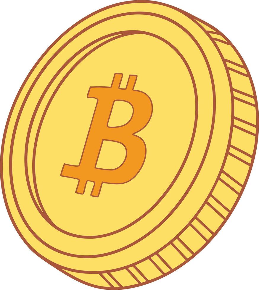 Golden bitcoin coin with b symbol illustration vector