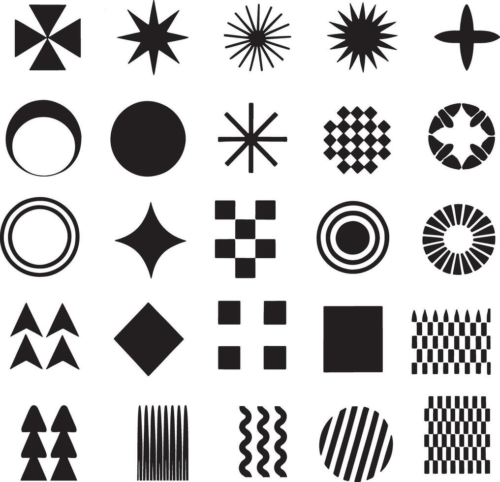 Collection of abstract geometric shapes and patterns vector