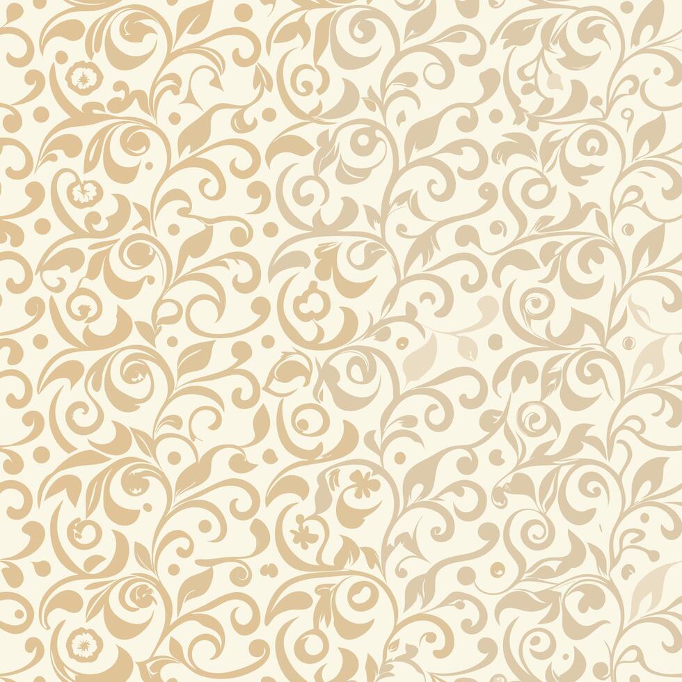 Subtle vintage floral swirls pattern on light background vector