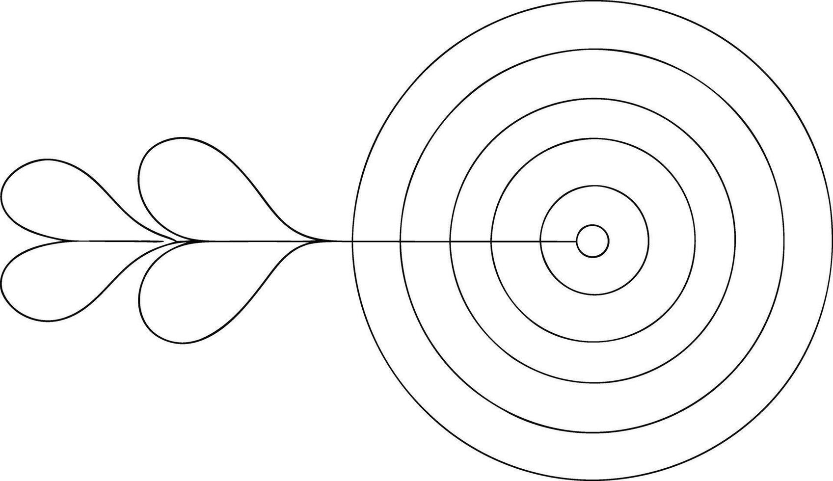 Arrow with heart fletching aiming at a circular target maze vector