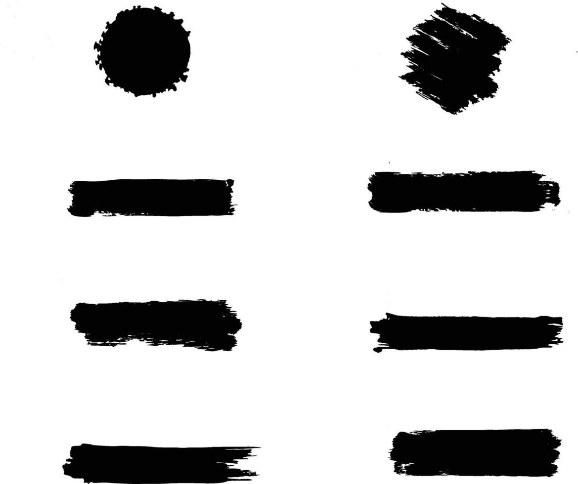 Abstract black brush strokes and dots on white background vector