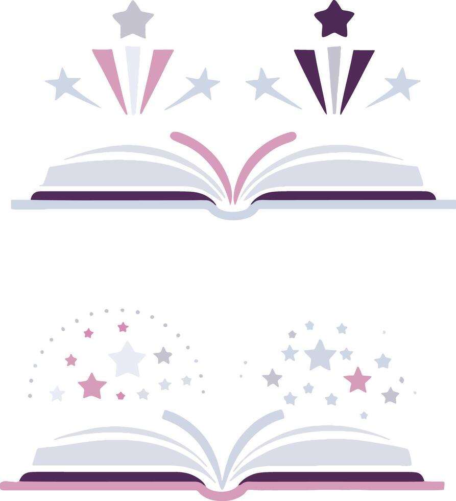 Magical open books with stars and sparkles vector
