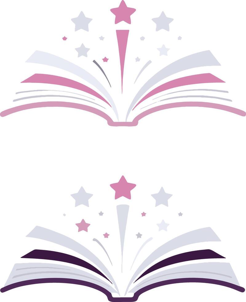 Magical open book with shooting stars and sparkles vector