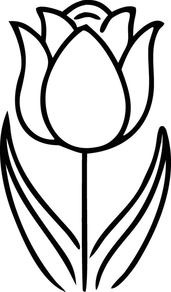 Minimalist Black and White Tulip A Study in Simple Elegance vector