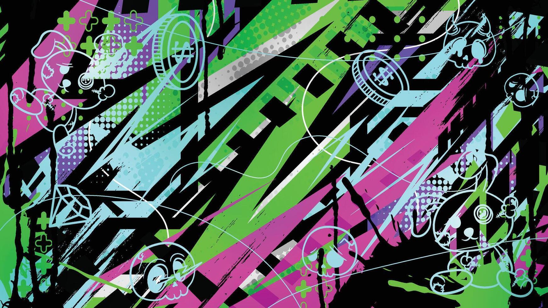a colorful abstract design with a black background vector